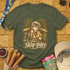 Skip-Purr Cat [Chalky] T-Shirt for Theme Park Fans (Military Green)