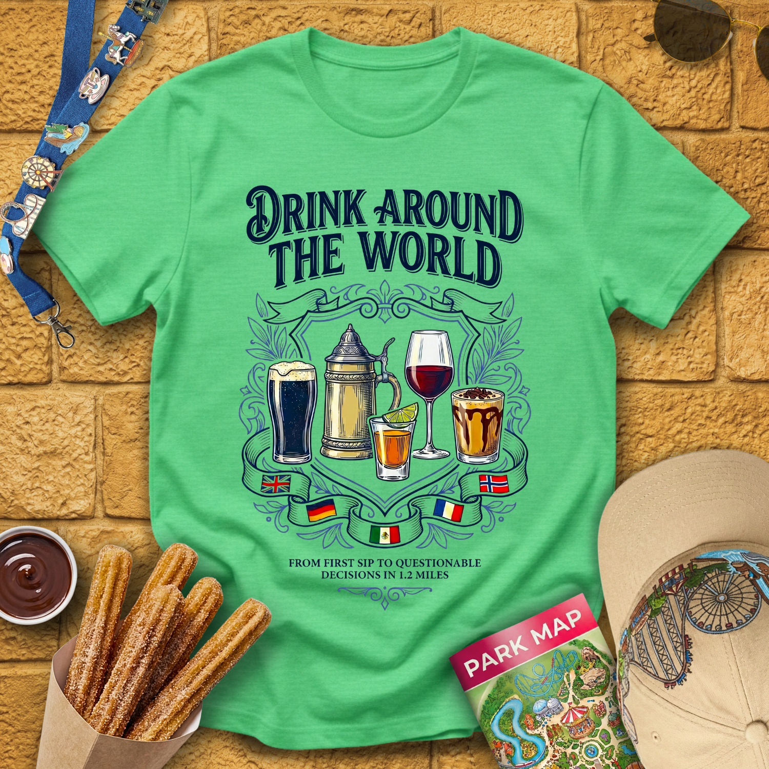 Drinking Around The World [Emblem] T-Shirt