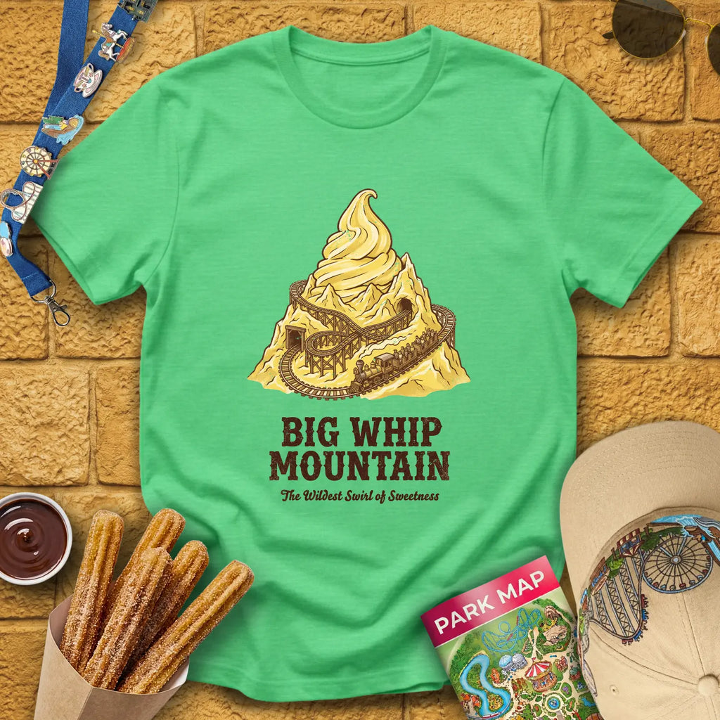Big Whip Mountain [Retro] T-Shirt for Theme Park Fans (Heather Irish Green)
