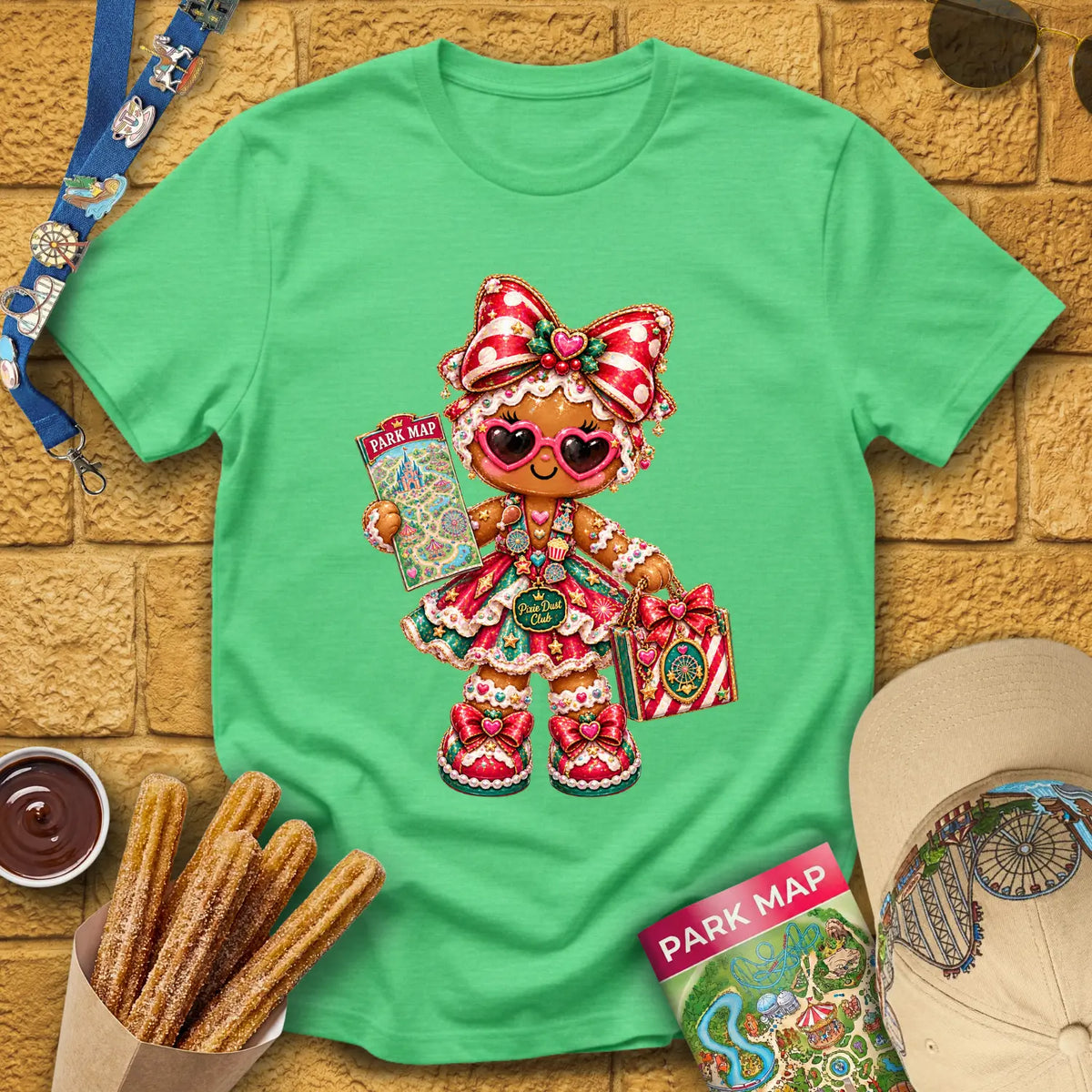 Gingerbread Lady [Glossy] T-Shirt for Theme Park Fans (Heather Irish Green)