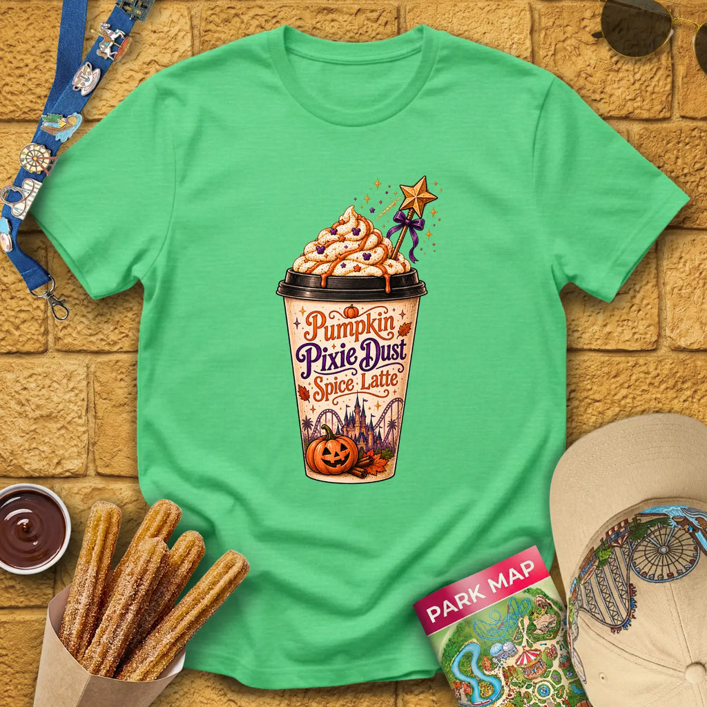 Pumpkin Pixie Dust [Artsy] T-Shirt for Theme Park Fans (Heather Irish Green)