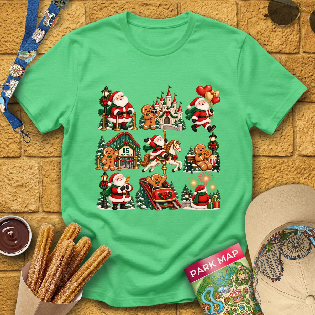 Xmas Park Day [BoldGrid] T-Shirt for Theme Park Fans (Heather Irish Green)