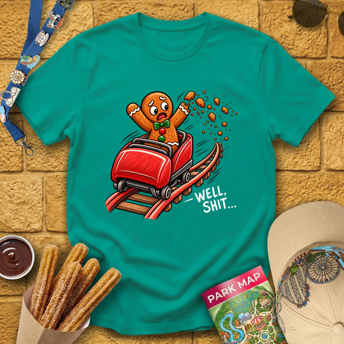 Gingerbread Man Fail [Crayon] T-Shirt for Theme Park Fans (Jade Dome)