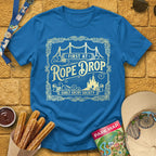 First At Rope Drop [Victorian] T-Shirt for Theme Park Fans (Antique Sapphire)
