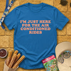 Here For AC Rides [RetroBold] T-Shirt for Theme Park Fans (Antique Sapphire)