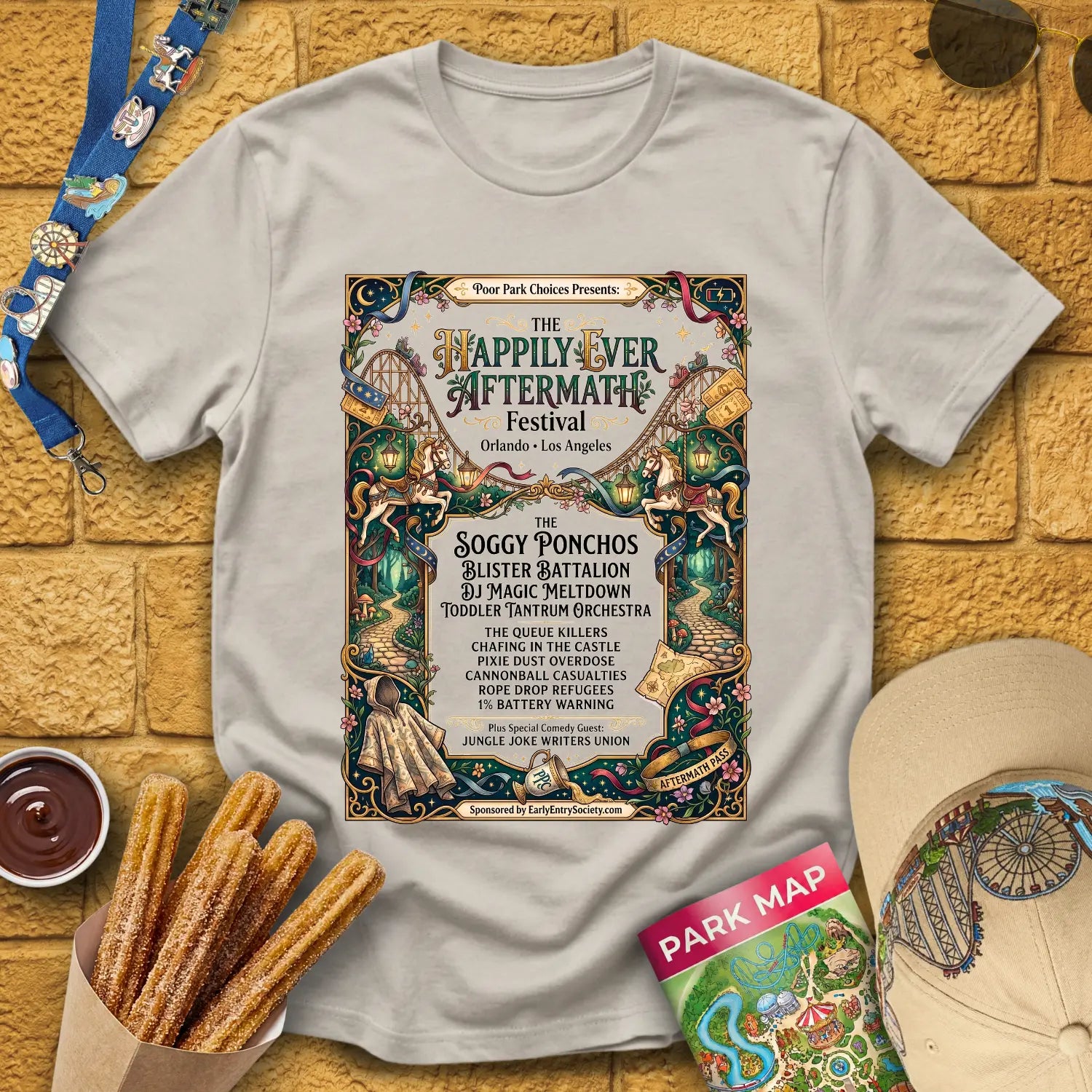 Aftermath Festival [FairyArt] T-Shirt for Theme Park Fans (Ice Grey)