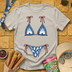 Bikini [Distressed] T-Shirt for Theme Park Fans (Ice Grey)