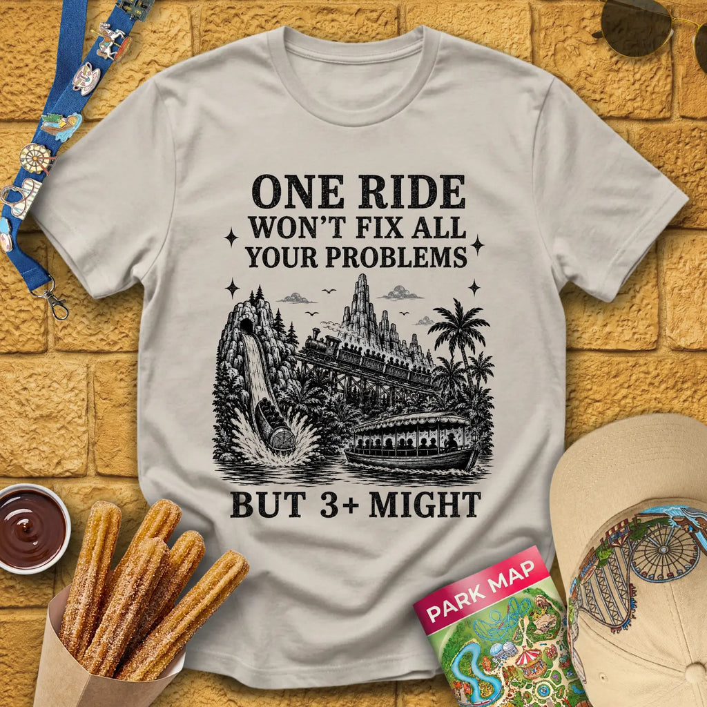 Fix Your Problems [MidCen] T-Shirt for Theme Park Fans (Ice Grey)