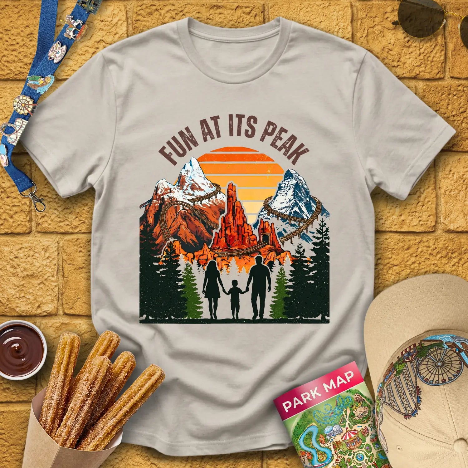 Fun At Its Peak [Retro] T-Shirt for Theme Park Fans (Ice Grey)