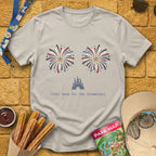 Here For Fireworks [Girly] T-Shirt for Theme Park Fans (Ice Grey)
