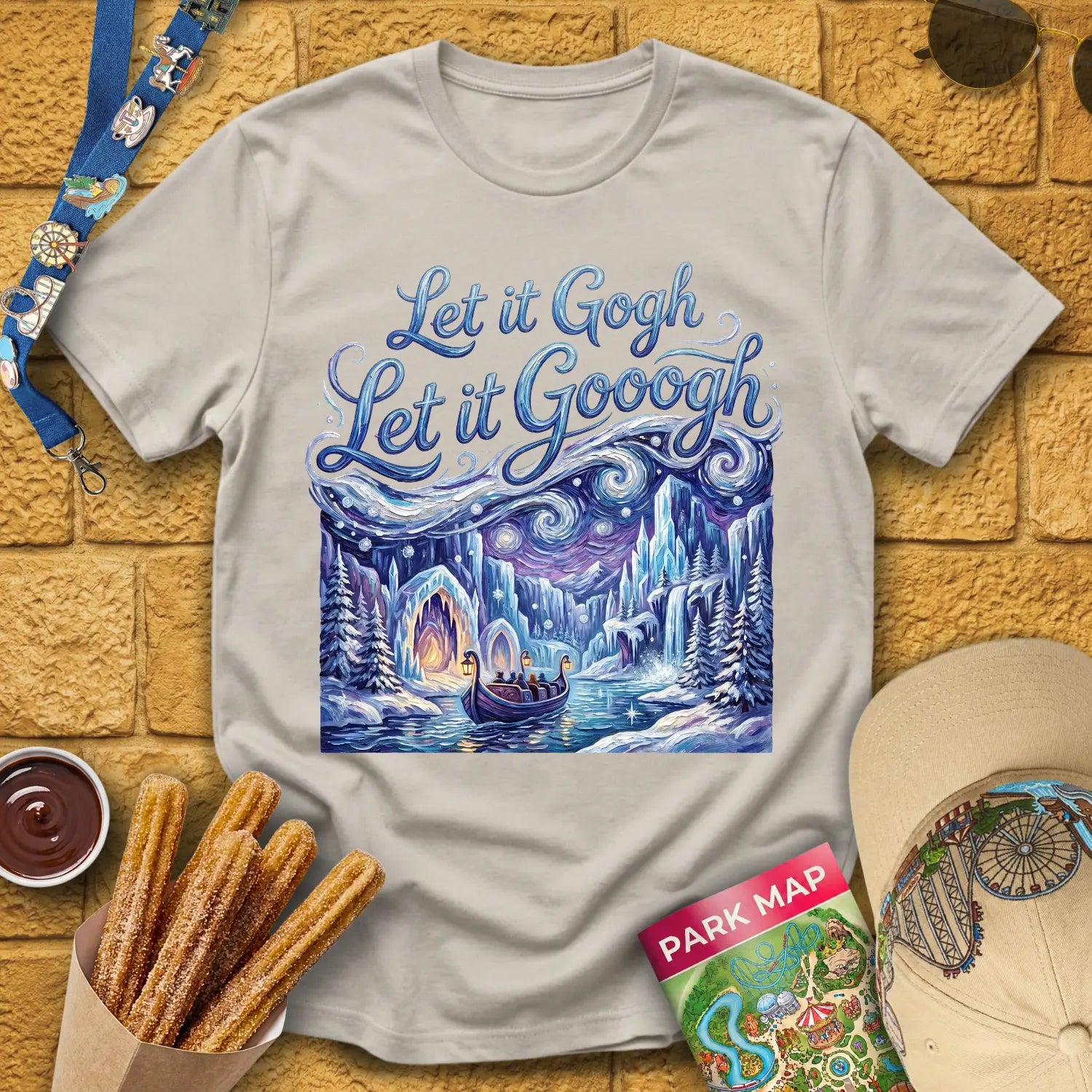 Let It Gogh [Artsy1] T-Shirt for Theme Park Fans (Ice Grey)