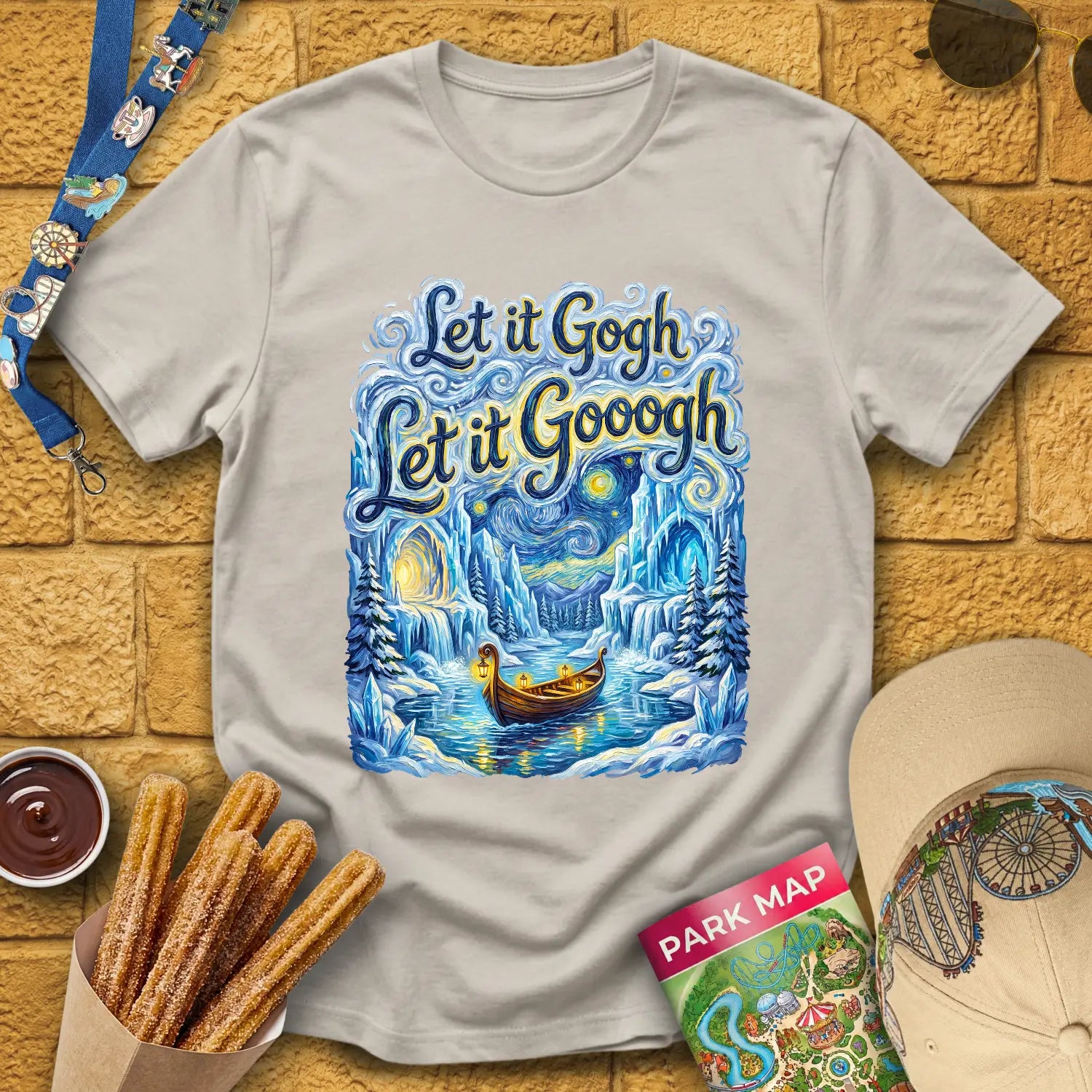 Let It Gogh [Artsy2] T-Shirt for Theme Park Fans (Ice Grey)