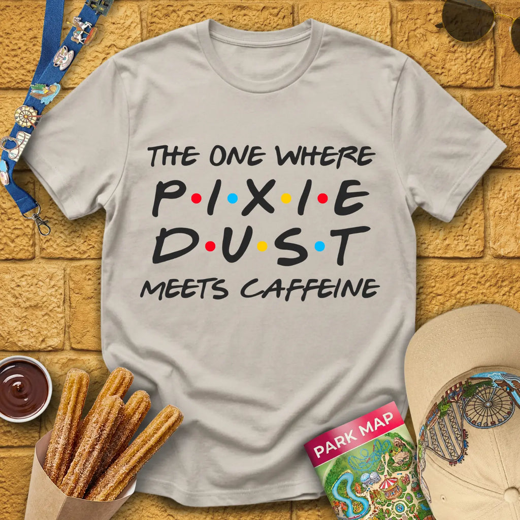 Pixie Dust Meets Caffeine [Bold] T-Shirt for Theme Park Fans (Ice Grey)