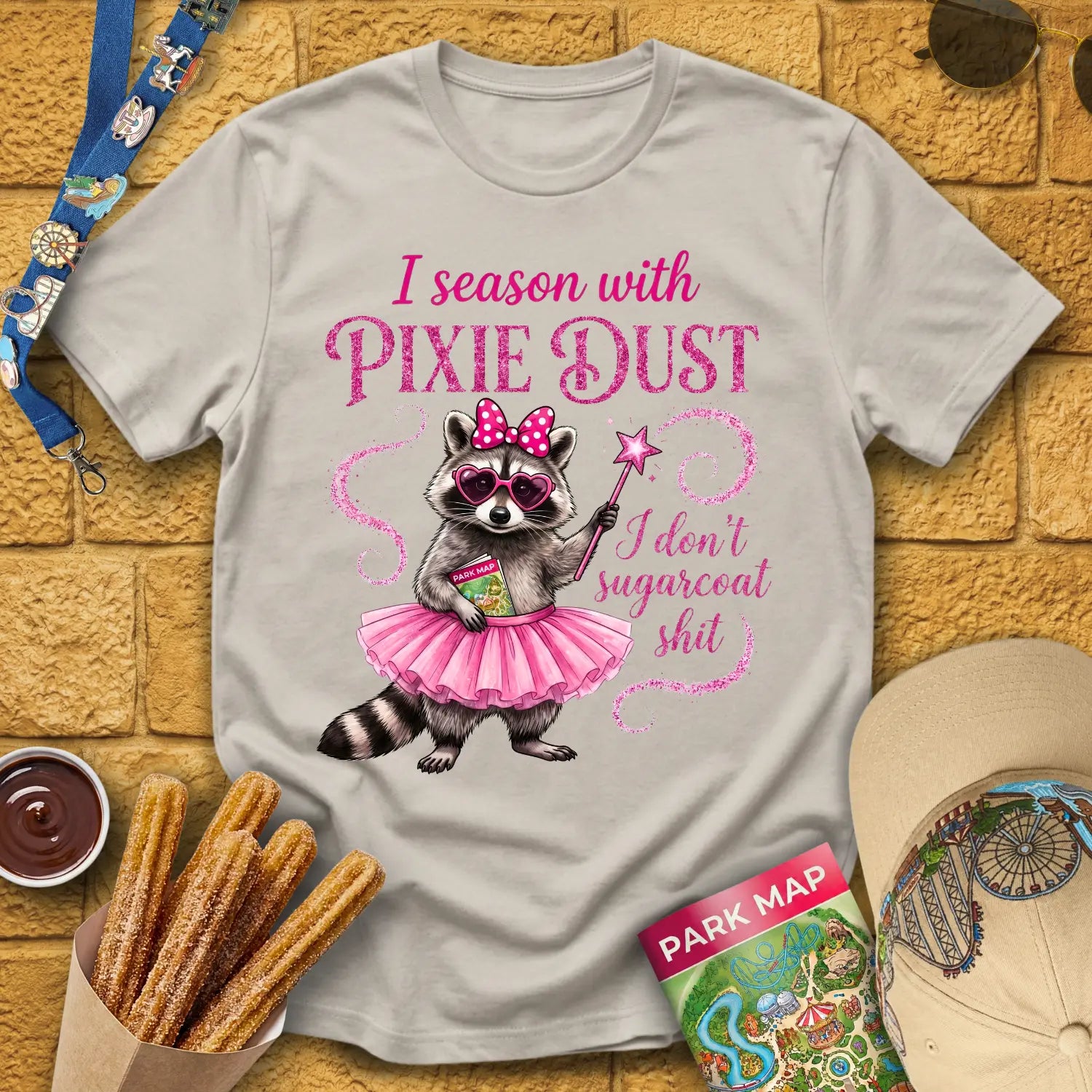 Season With Pixie Dust [Dreamy] T-Shirt for Theme Park Fans (Ice Grey)