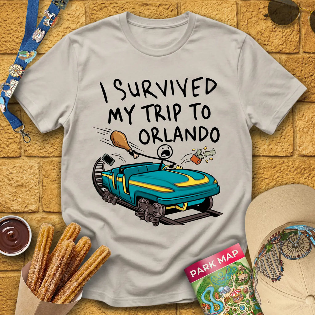Survived Orlando Trip [VecComic] T-Shirt for Theme Park Fans (Ice Grey)