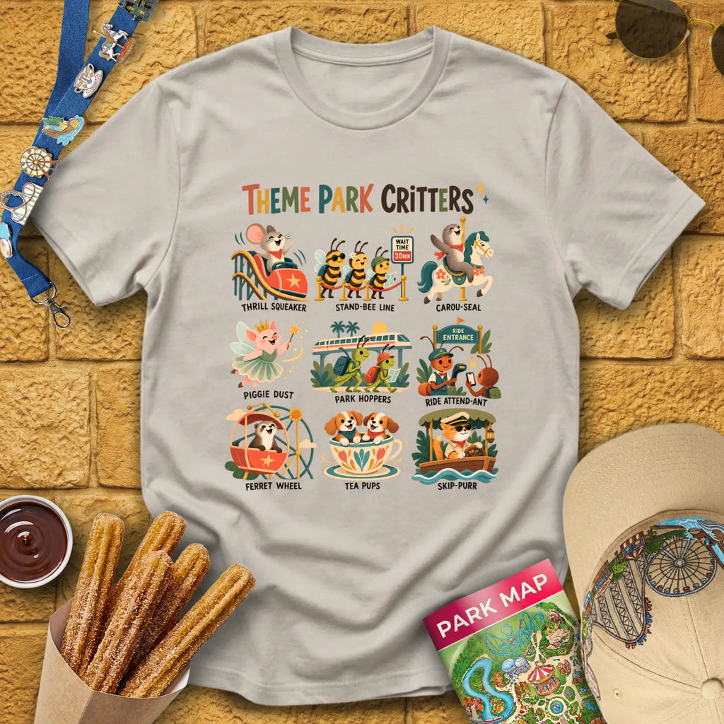 Theme Park Critters [Scandi] T-Shirt for Theme Park Fans (Ice Grey)