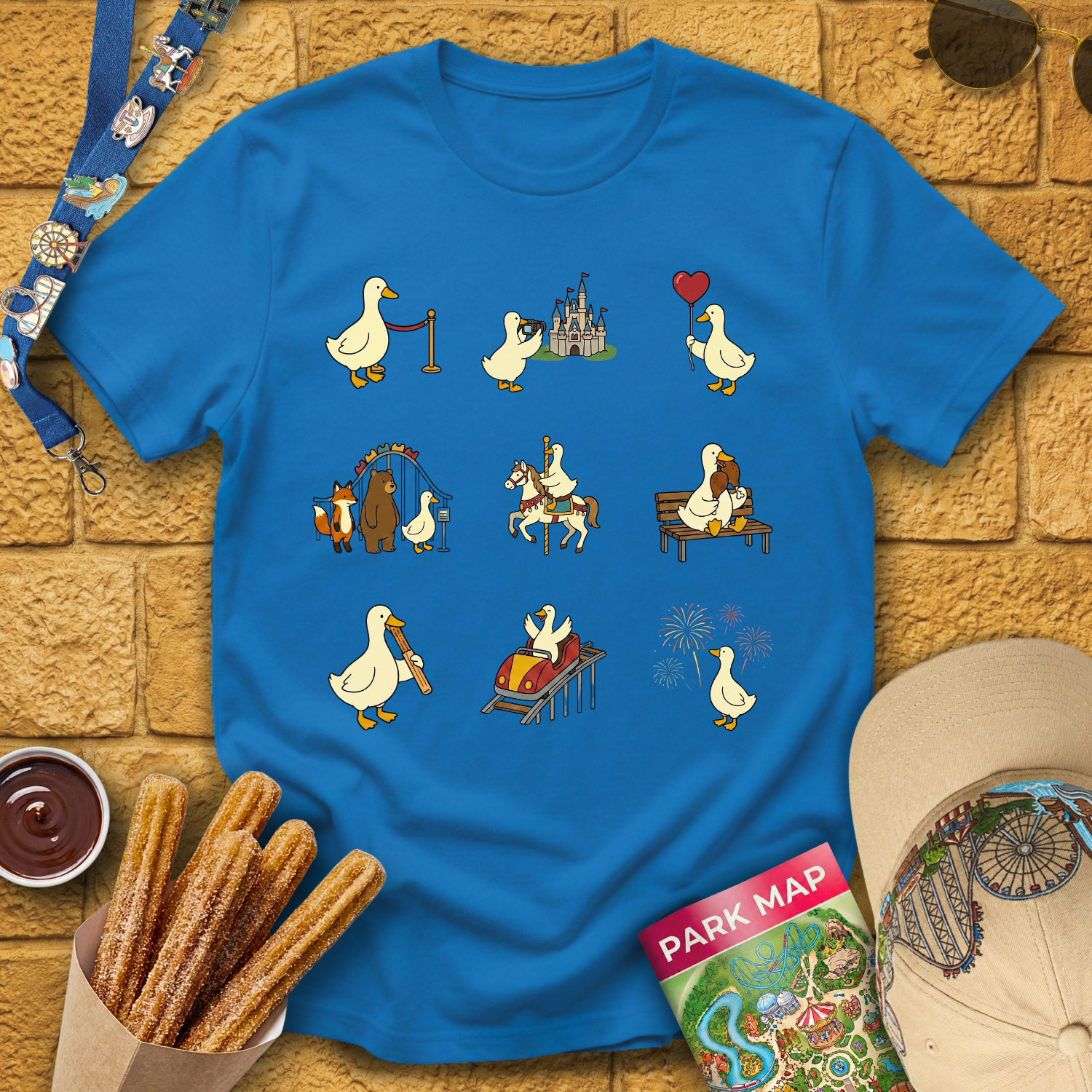 Theme Park Goose [Grid] T-Shirt