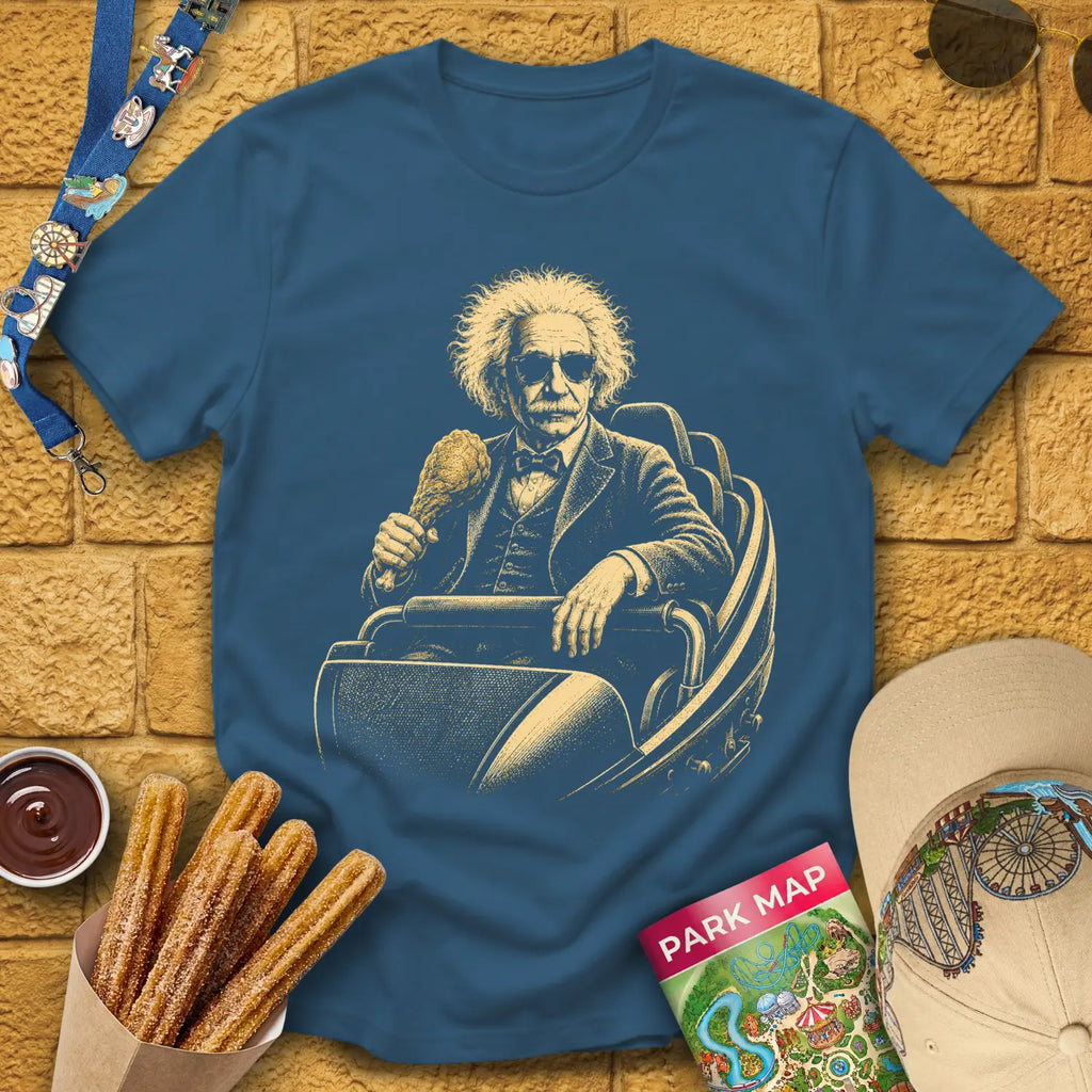 Casual Coaster [Engraved] T-Shirt for Theme Park Fans (Indigo Blue)