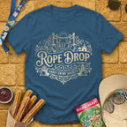 First At Rope Drop [VictorianBadge] T-Shirt for Theme Park Fans (Indigo Blue)
