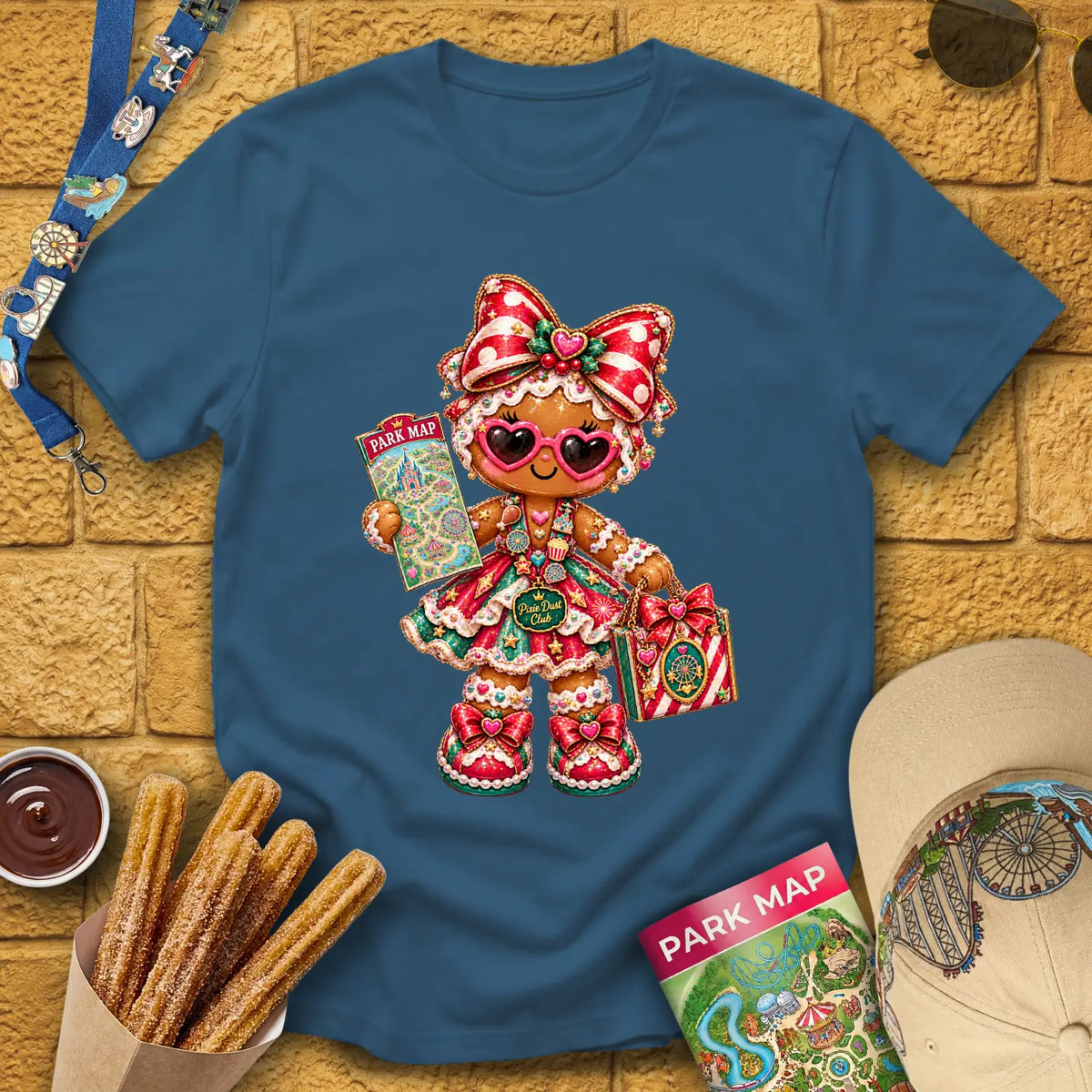 Gingerbread Lady [Glossy] T-Shirt for Theme Park Fans (Indigo Blue)