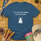 Hot Wife [Sleek] T-Shirt for Theme Park Fans (Indigo Blue)