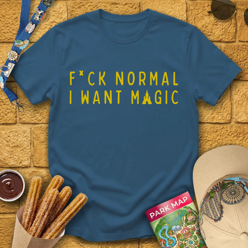 I Want Magic [Sleek] T-Shirt for Theme Park Fans (Indigo Blue)