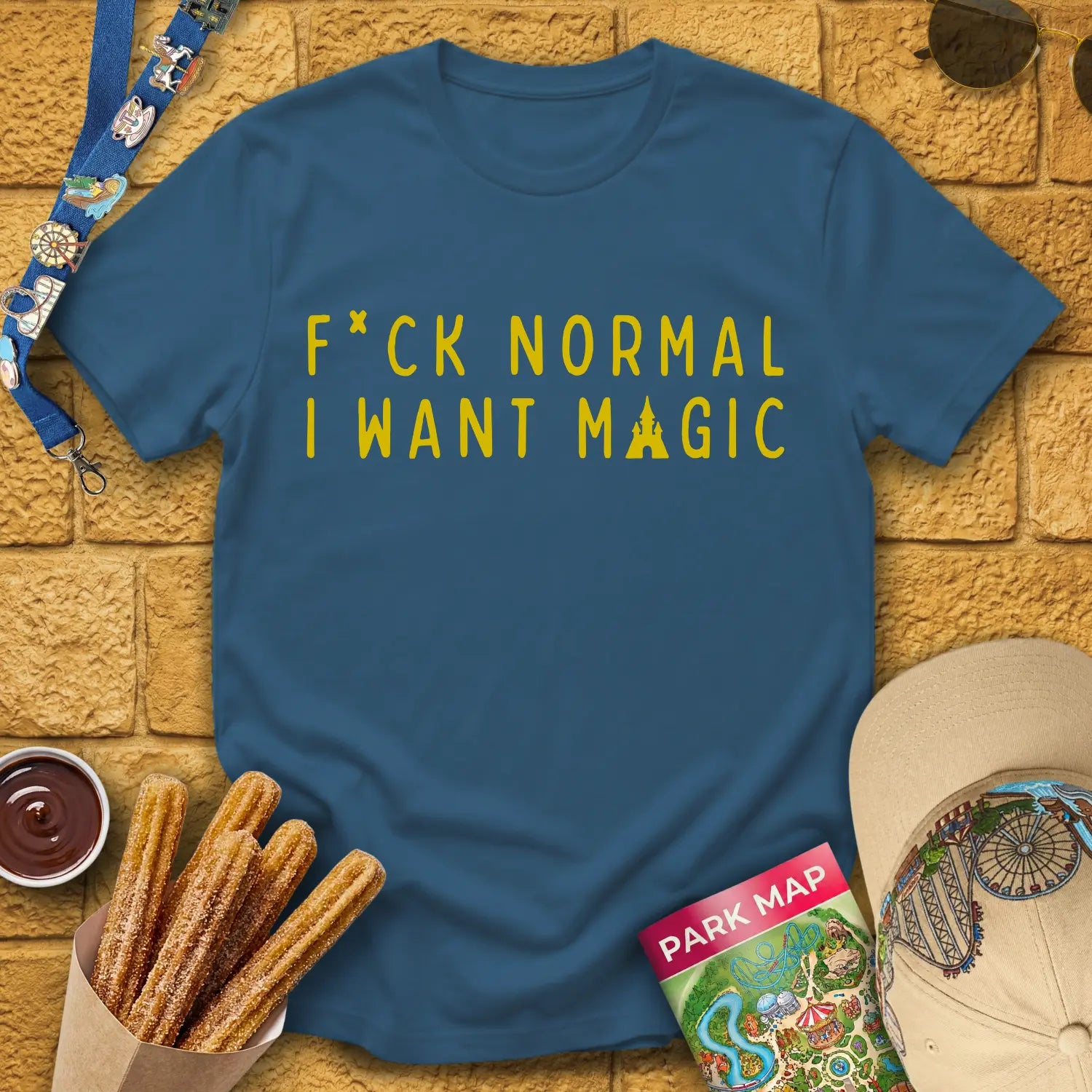 I Want Magic [Sleek] T-Shirt for Theme Park Fans (Indigo Blue)