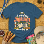 Mistaken For Adult [Boho] T-Shirt for Theme Park Fans (Indigo Blue)