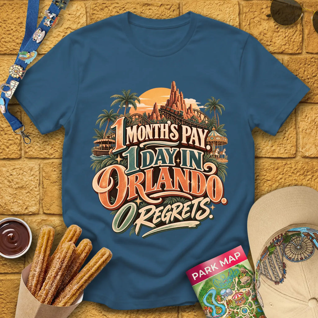 One Orlando Day [Retro] T-Shirt for Theme Park Fans (Indigo Blue)