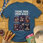 Park Pain Scale [Comic] T-Shirt for Theme Park Fans (Indigo Blue)