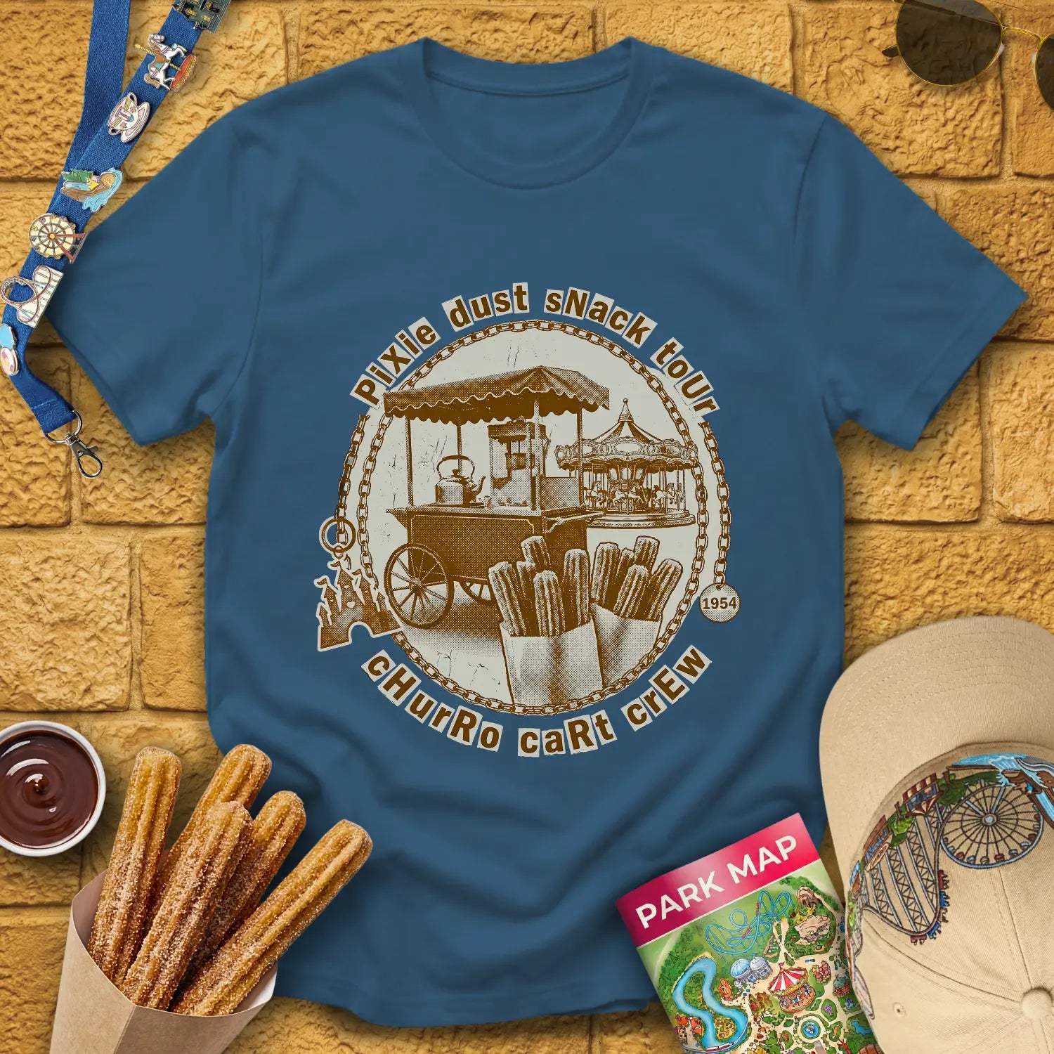 Pixie Dust Snack Tour [Grunge] T-Shirt for Theme Park Fans (Indigo Blue)