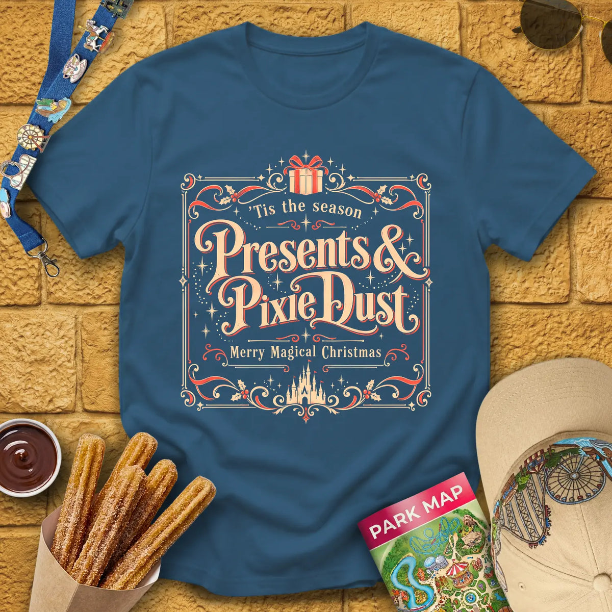 Presents & Pixie Dust [Victorian] T-Shirt for Theme Park Fans (Indigo Blue)