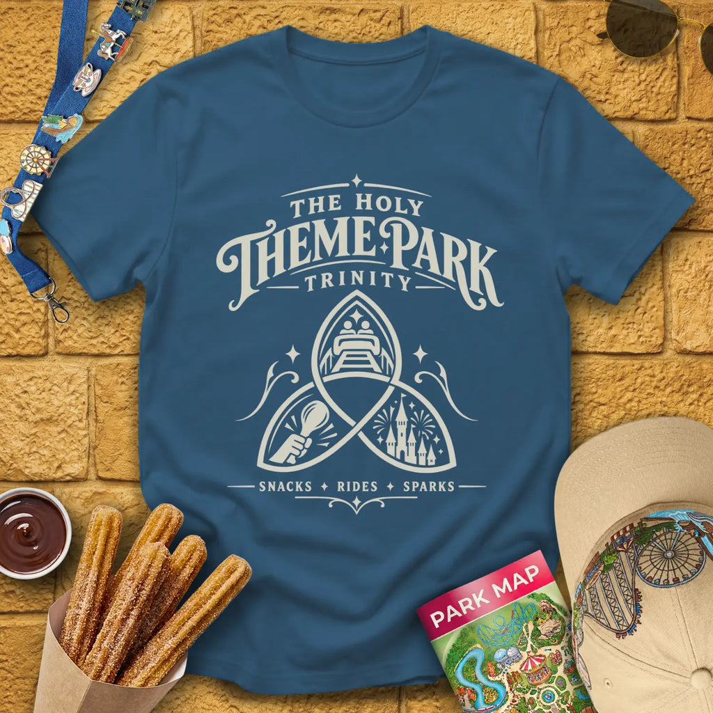 Theme Park Trinity [Victorian] T-Shirt for Theme Park Fans (Indigo Blue)