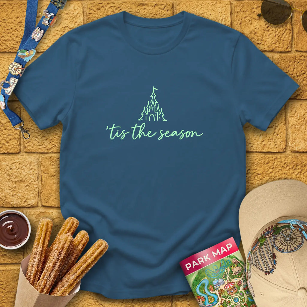 'Tis The Season [Sleek] T-Shirt for Theme Park Fans (Indigo Blue)