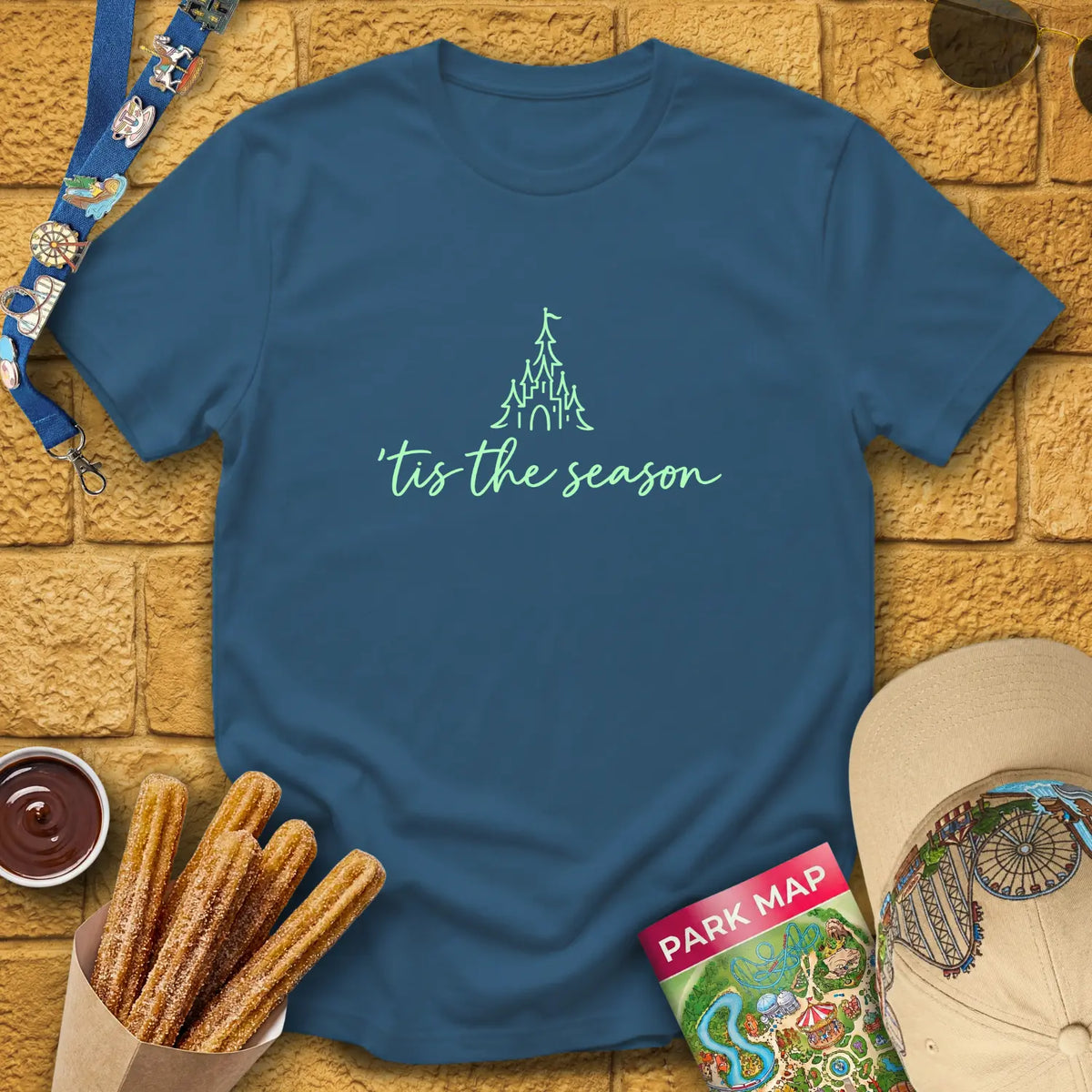 'Tis The Season [Sleek] T-Shirt for Theme Park Fans (Indigo Blue)