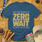 Zero Wait [Bold] T-Shirt for Theme Park Fans (Indigo Blue)