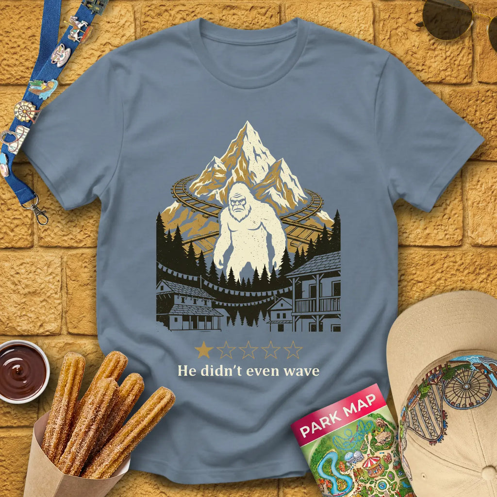 Everest Yeti [LinoCut] T-Shirt for Theme Park Fans (Stone Blue)
