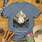 Everest Yeti [LinoCut] T-Shirt for Theme Park Fans (Stone Blue)
