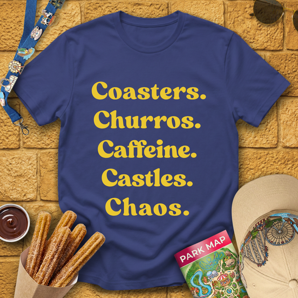 Coasters. Churros. Caffeine. [70s] T-Shirt