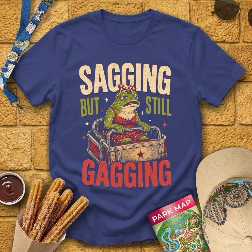 Sagging But Gagging [Etched] T-Shirt for Theme Park Fans (Metro Blue)