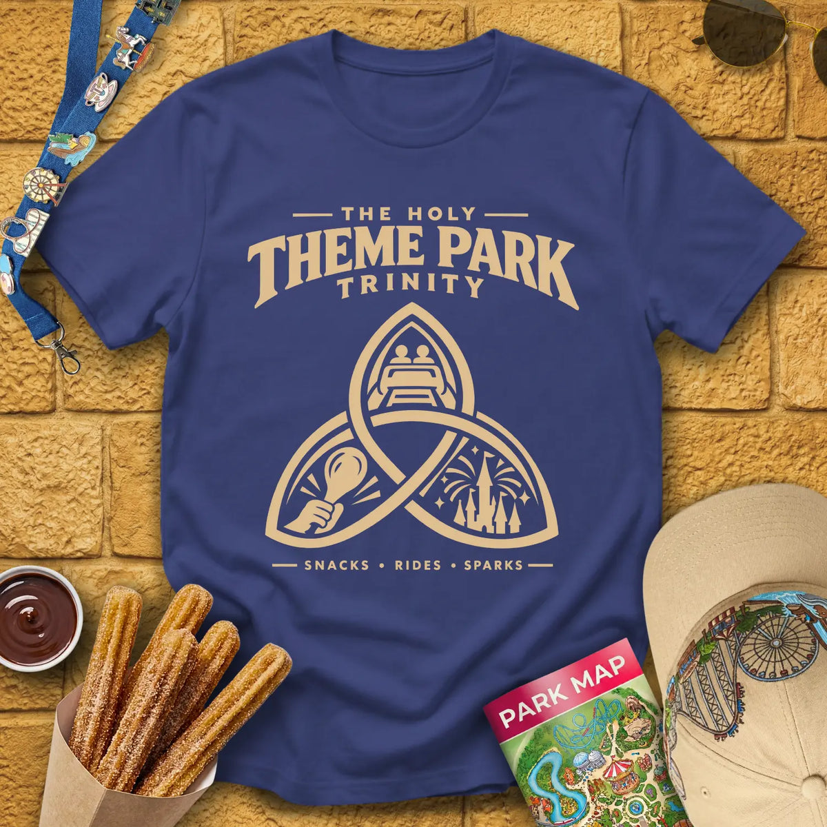 Theme Park Trinity [Sleek] T-Shirt for Theme Park Fans (Metro Blue)