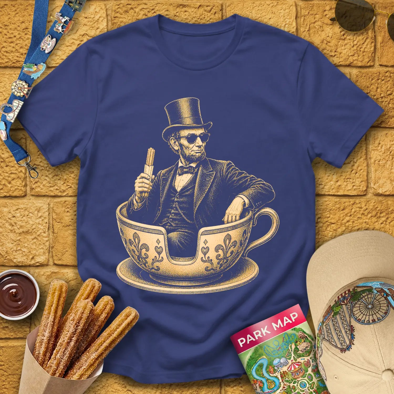 Tranquil Teacups [Engraved] T-Shirt for Theme Park Fans (Metro Blue)