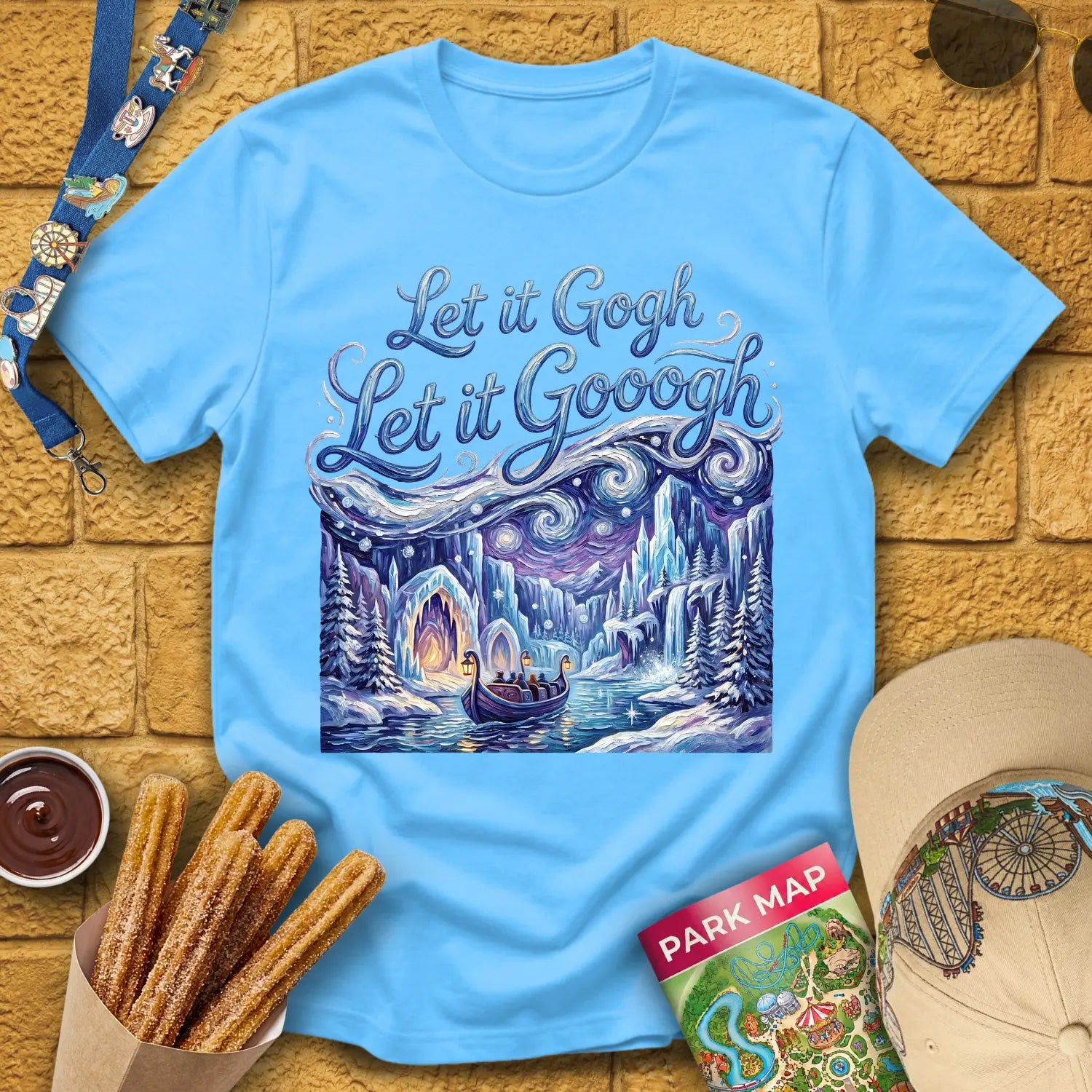Let It Gogh [Artsy1] T-Shirt for Theme Park Fans (Sky)