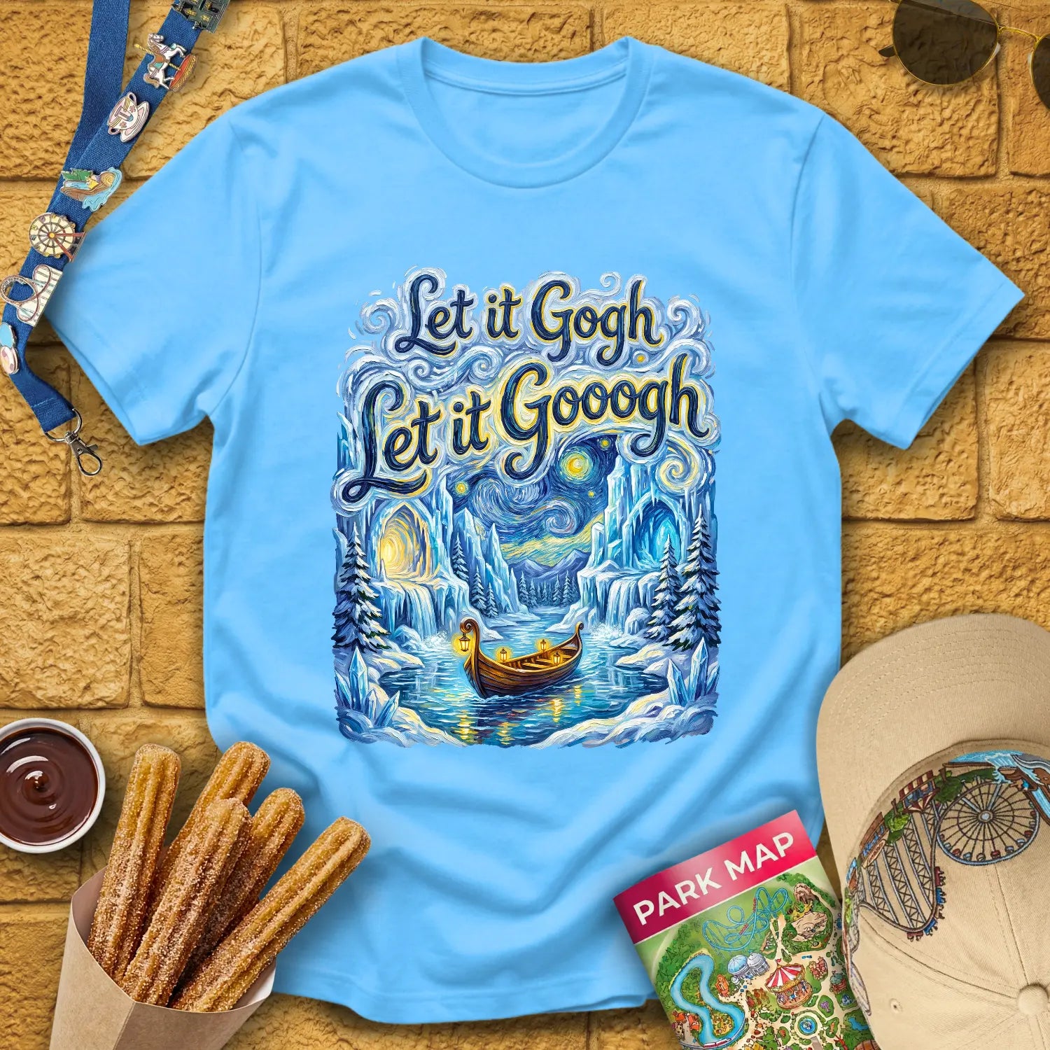 Let It Gogh [Artsy2] T-Shirt for Theme Park Fans (Sky)
