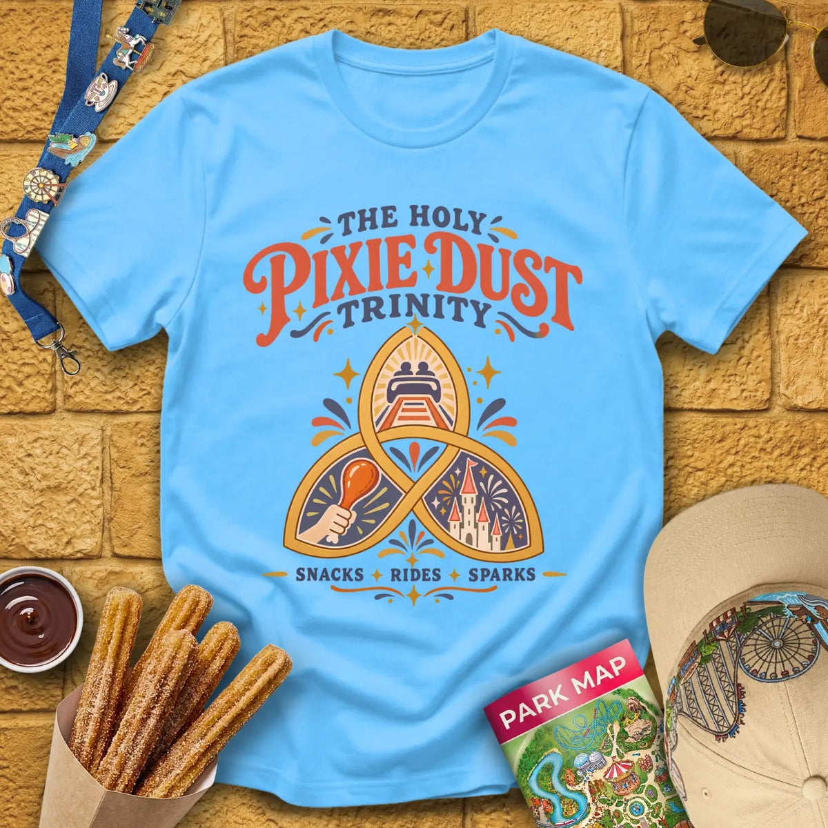 Pixie Dust Trinity [Boho] T-Shirt for Theme Park Fans (Sky)