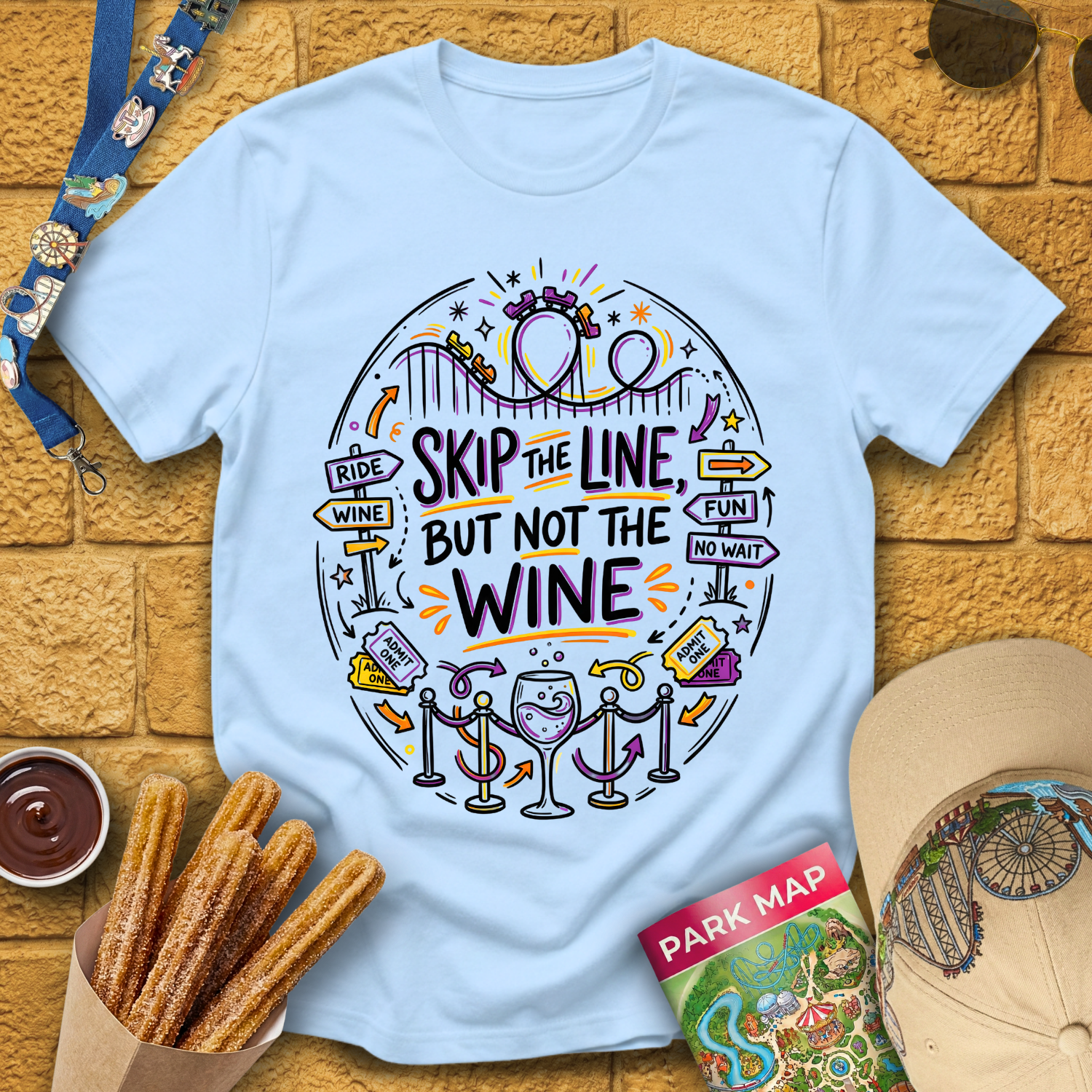 Skip Line, Not Wine 1 [Doodle] T-Shirt