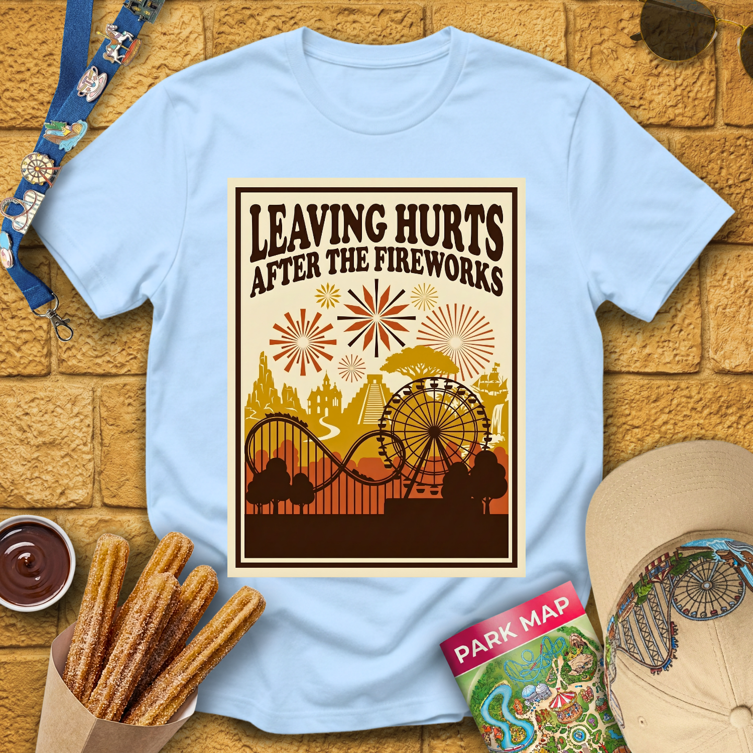 Leaving Hurts & Fireworks [70sPoster] T-Shirt