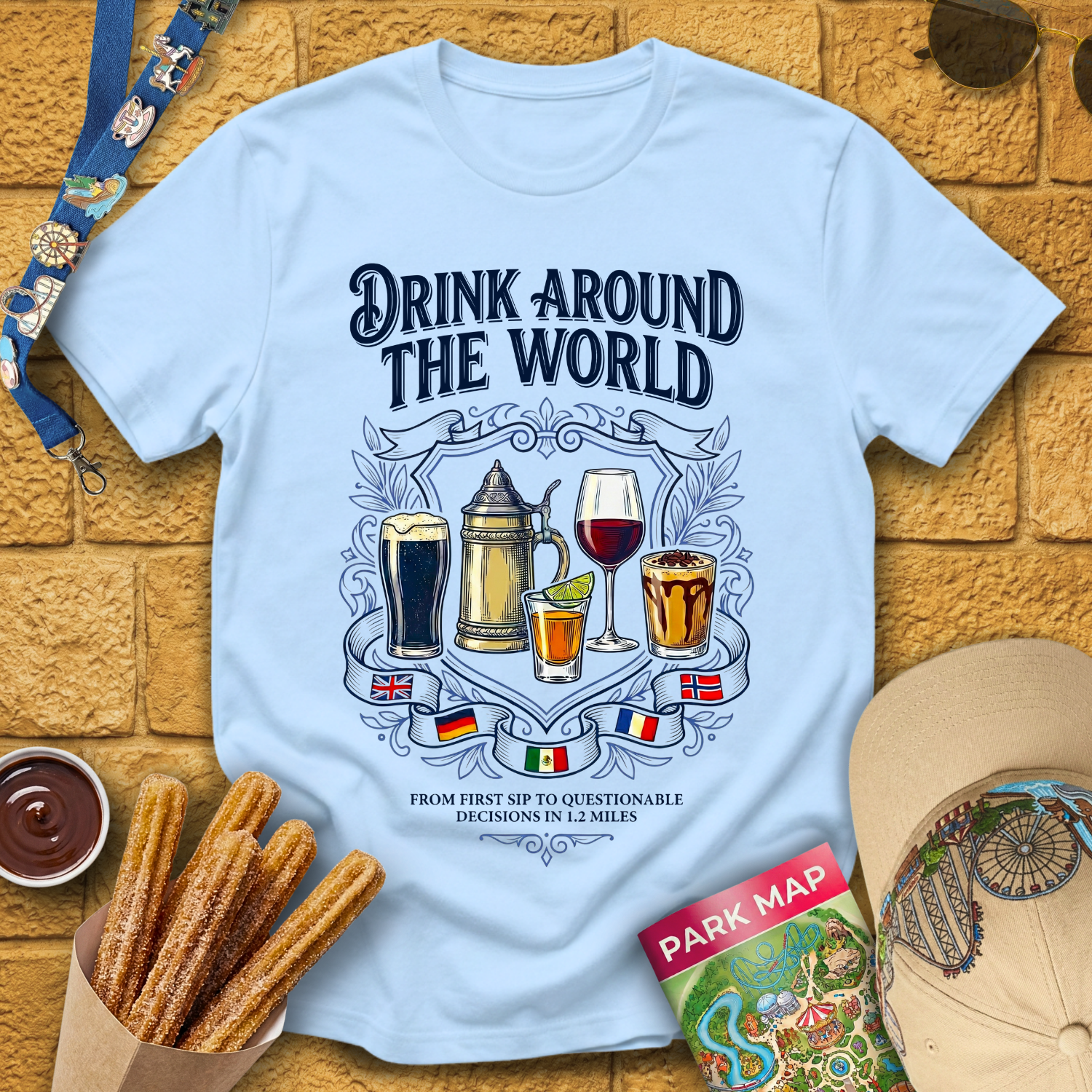 Drinking Around The World [Emblem] T-Shirt