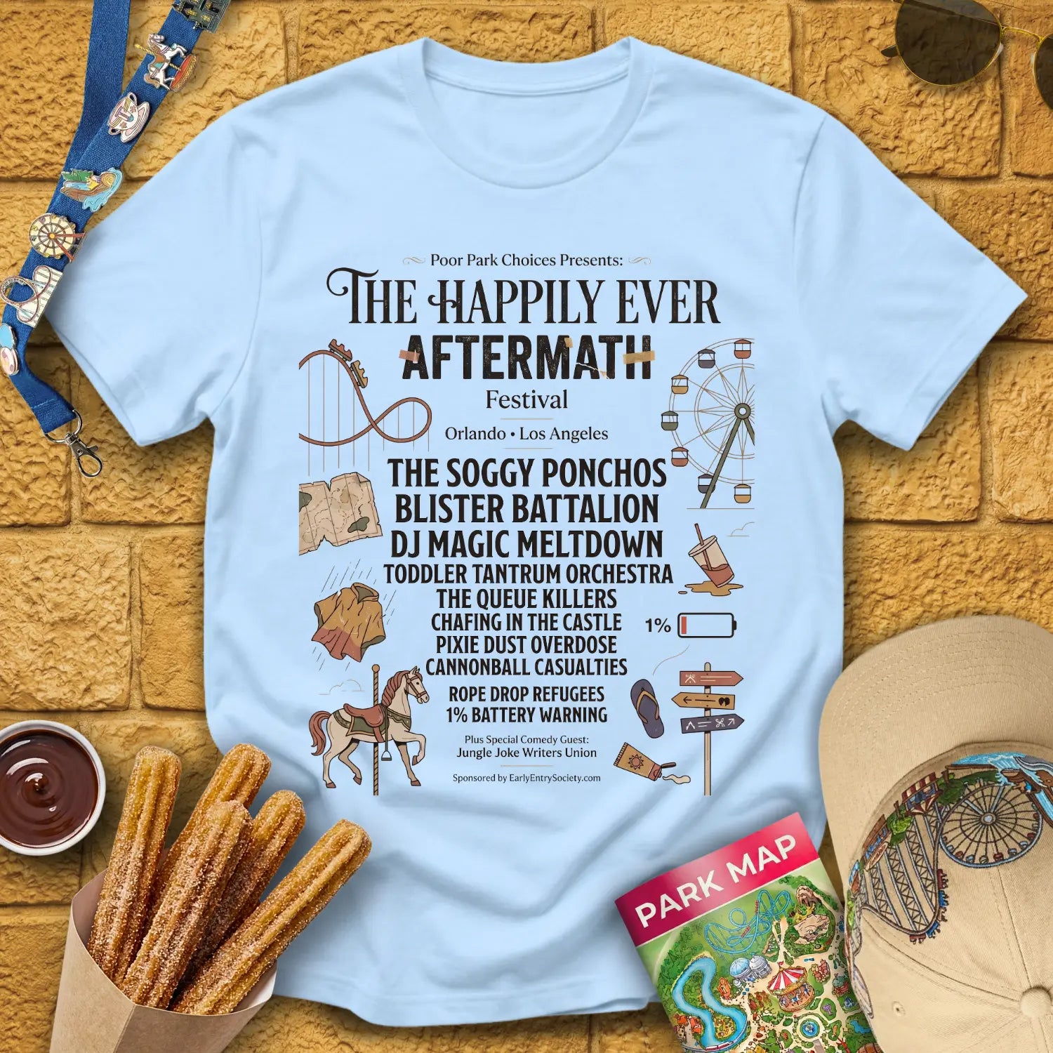 Aftermath Festival [Boutique] T-Shirt for Theme Park Fans (Light Blue)