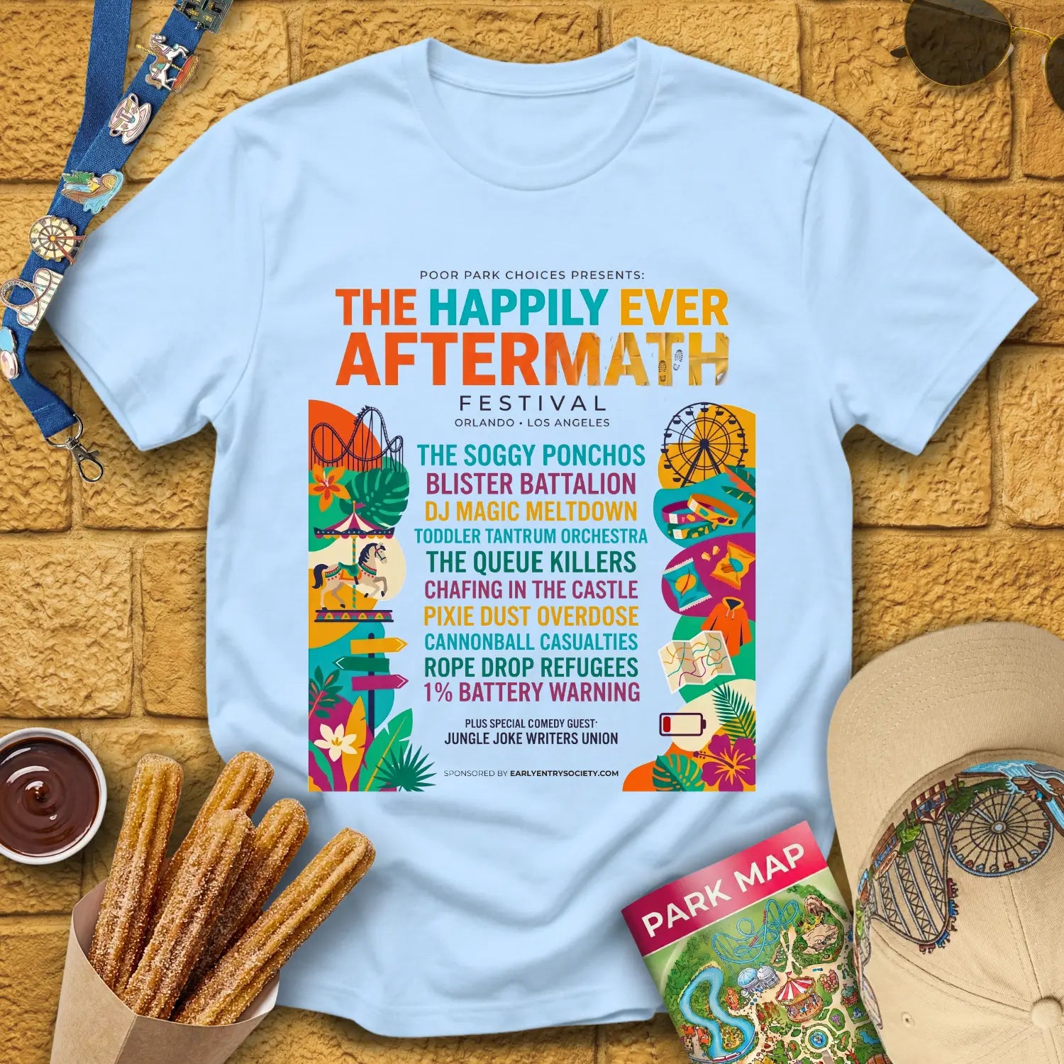 Aftermath Festival [Elite] T-Shirt for Theme Park Fans (Light Blue)